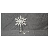 Set of 4 Glass Wine Goblets, 4 Dinner Plates, and Holiday Snowflake Tree Topper & Soap Dish