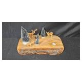 Rustic Wildlife Decor Collection with Lamp, Trinket Box, Vase, Glass Bowl and Forest Scene