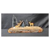 Rustic Wildlife Decor Collection with Lamp, Trinket Box, Vase, Glass Bowl and Forest Scene