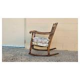 Vintage Wooden Rocking Chair with Floral Upholstered Seat