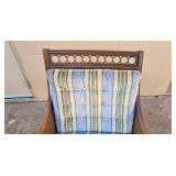Vintage Wooden Armchair with Striped Upholstery