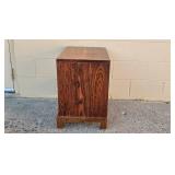 Wooden Side Table with Open Shelves and Sliding Drawer, 23x24x16 Inches