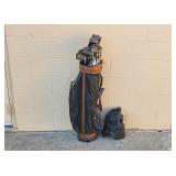 Spalding Golf Club Set with Leather Golf Bag and Headcovers