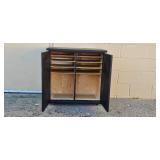 Black Wooden Storage Cabinet with Adjustable Shelves 30x31x16 in