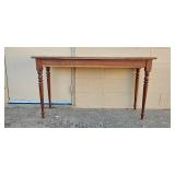 Wood Console Table with Green Marble Top and Turned Legs 53x18x29 in