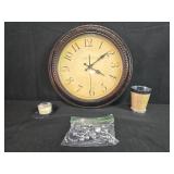 Ashes & Emery Wall Clock with Bathroom Accessories