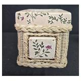 JCPenney Home Collection Bath Set with Faux Rattan Tissue Box Cover, Soap Dish, Towels and Shower Curtain Rings
