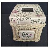JCPenney Home Collection Bath Set with Faux Rattan Tissue Box Cover, Soap Dish, Towels and Shower Curtain Rings
