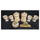 Ceramic Kitchenware Set with Mugs, Canisters, Tealight Holder and Desk Clock
