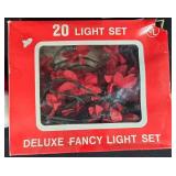 Holiday Decor Lot with Santa Prints, Santa Hats, Bows, and Light Set
