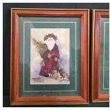 Holiday Decor Lot with Santa Prints, Santa Hats, Bows, and Light Set