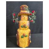 Framed 15x15 Decorative Wall Art and Carved Snowman Figurine