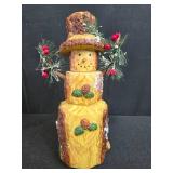 Framed 15x15 Decorative Wall Art and Carved Snowman Figurine