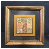 Framed 15x15 Decorative Wall Art and Carved Snowman Figurine