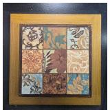 Framed 15x15 Decorative Wall Art and Carved Snowman Figurine