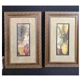Home Decor Set with 2 Framed Art Prints, Shell Sculpture, Soap Dispenser, Tray, and 4 Glasses