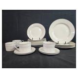 Gibson Housewares White China Dinnerware Set with Silver Trim - display not inc