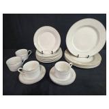 Gibson Housewares White China Dinnerware Set with Silver Trim - display not inc