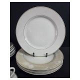 Gibson Housewares White China Dinnerware Set with Silver Trim - display not inc
