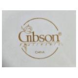 Gibson Housewares White China Dinnerware Set with Silver Trim - display not inc