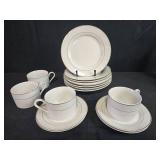 Gibson Housewares White China Dinnerware Set with Silver Trim - display not inc
