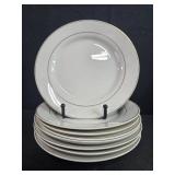 Gibson Housewares White China Dinnerware Set with Silver Trim - display not inc