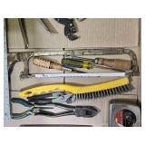 Collection of Hand Tools including Wrenches, Pliers, Tape Measures, and Saws