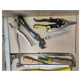 Collection of Hand Tools including Wrenches, Pliers, Tape Measures, and Saws