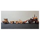 Set of Handmade Wooden Toy Vehicles Trucks Planes and Tractors