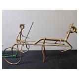 Farm Collectibles Lot: John Deere Gas Pump Bank, Wire Tractor Sculpture, and Plow Model