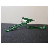 Farm Collectibles Lot: John Deere Gas Pump Bank, Wire Tractor Sculpture, and Plow Model