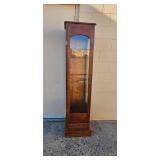Tall Wood Glass Display Cabinet with Light, 71x18x16 Inches
