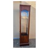 Tall Wood Glass Display Cabinet with Light, 71x18x16 Inches