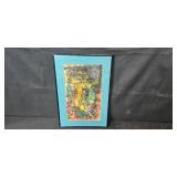 Framed Abstract Artwork 18x12 with Blue Mat