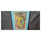 Framed Abstract Artwork 18x12 with Blue Mat