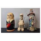 Russian Matryoshka Nesting Doll, Hand Carved Man in Cap, Hillbilly Gone Fishing Figurine by Sullivan