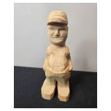 Russian Matryoshka Nesting Doll, Hand Carved Man in Cap, Hillbilly Gone Fishing Figurine by Sullivan