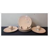Flintridge China Pink Rose Pattern Plates and Salt & Pepper Set - display not inc