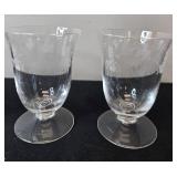 Set of 4 Lenox Etched Glass Footed Water Goblets