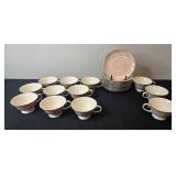 Flintridge China Tea Cup and Saucer Set with Floral Pattern, Made in California - display not inc