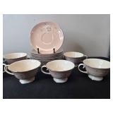 Flintridge China Tea Cup and Saucer Set with Floral Pattern, Made in California - display not inc