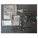 Assorted Electrical Parts, Power Cords, and Wire Strippers Collection