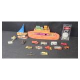 Chicago Cubs Collectible Baseball & Collection of Assorted Toy Boats, Diecast Vehicles