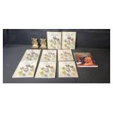 Book and Bookend Lot: Decorative Scroll Saw Patterns, Art Books, and Lyre Brass Bookends