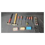 Hand Tool Collection with Hammers, Screwdrivers, Level and Hardware