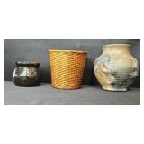 Decorative Mixed Decor Collection with Vintage Barometer and Pottery Vase