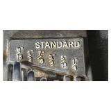 Box of Hand Tools Including Stanley Wrench Set, Pliers, Drill Bits, and Hardware