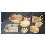 Assorted Woven Basket Lot - 10 Pieces Mixed Sizes and Styles