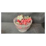 Collection of Cut Glass Bowls and Candy Dishes with Faux Fruit