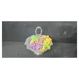 Collection of Cut Glass Bowls and Candy Dishes with Faux Fruit